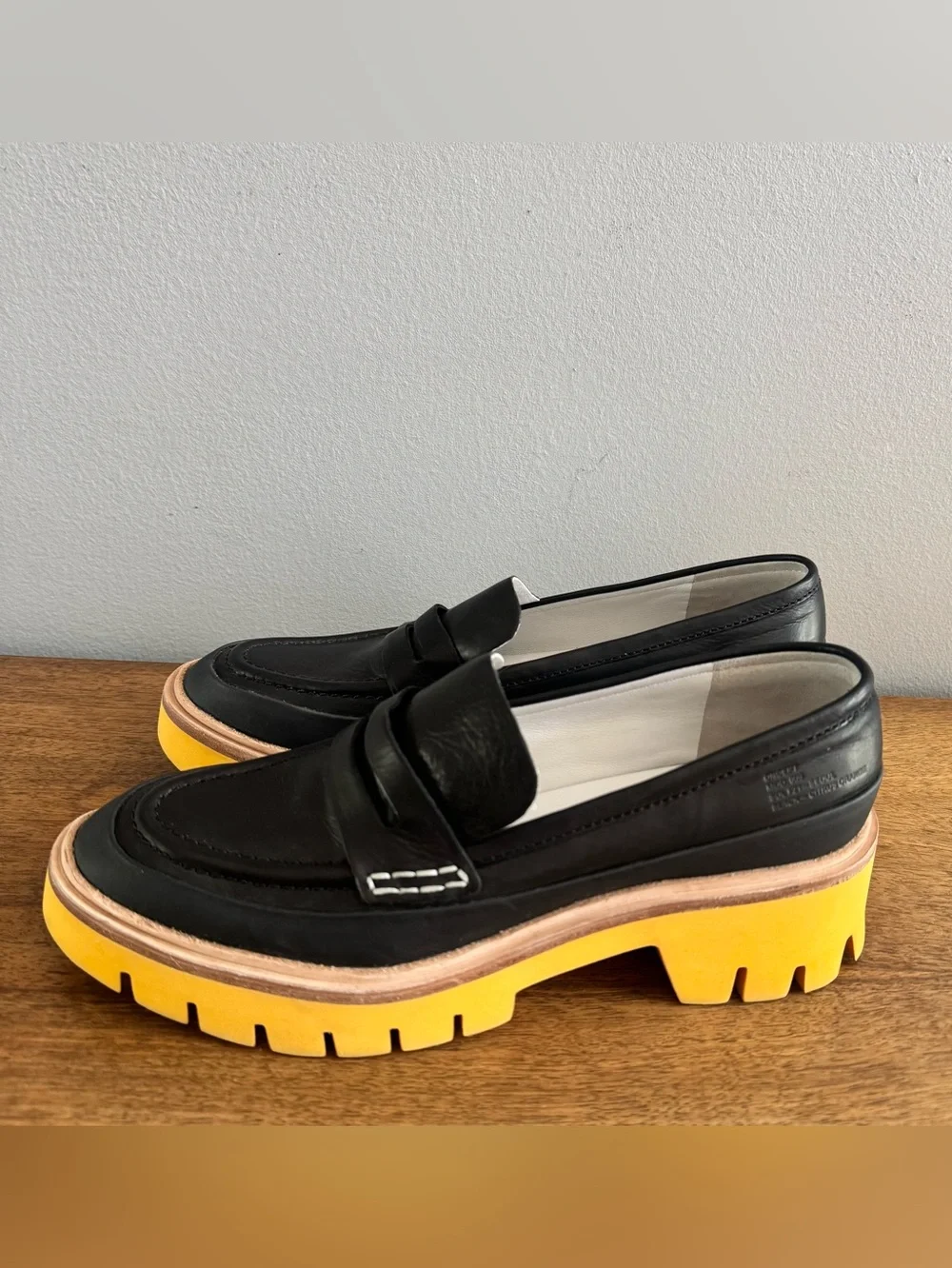 ONCEPT Anthropologie Seoul Platform Loafers Black & Citrus Sole Womens 8 Shoes